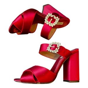 Gorgeous Tabitha Simmons Red Satin Reyner sandals in size 37/7